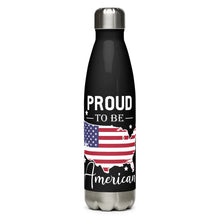 Load image into Gallery viewer, Proud to be an American Black Tumbler Bottle
