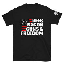 Load image into Gallery viewer, Beer Bacon Guns & Freedom T-Shirt