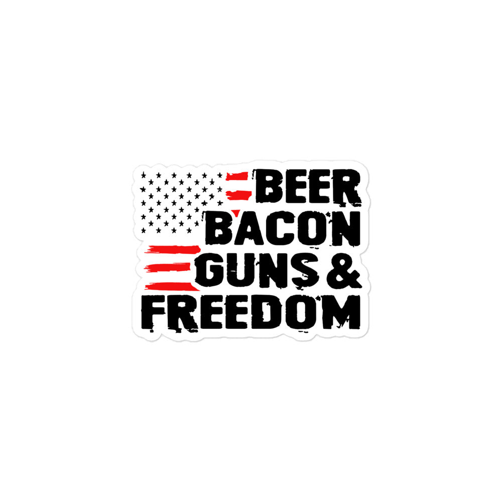 Beer Bacon Guns and Freedom Sticker