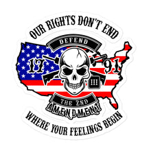 Load image into Gallery viewer, Red White and Blue Our Rights Don&#39;t End Sticker