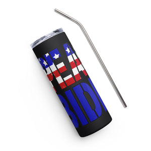 Red White and Blue Impeach Biden Black Tumbler Cup