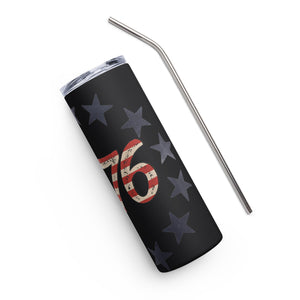 Red White and Blue 1776 Black Tumbler Cup