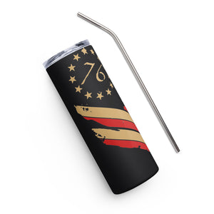 1776 Distressed Flag Black Tumbler Cup