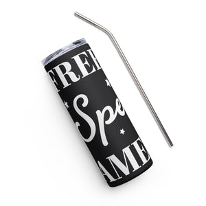 Freedom Spelled America Black Tumbler Cup