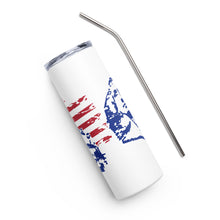 Load image into Gallery viewer, Red White and Blue Mount Rushmore with Flag White Tumbler Cup