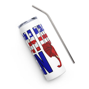 Red White and Blue Impeach Biden White Tumbler Cup