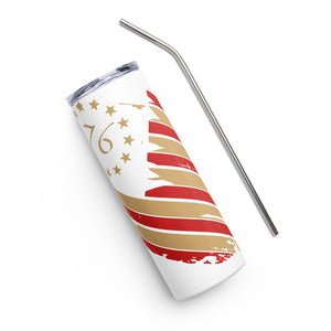 1776 Distressed Flag White Tumbler Cup