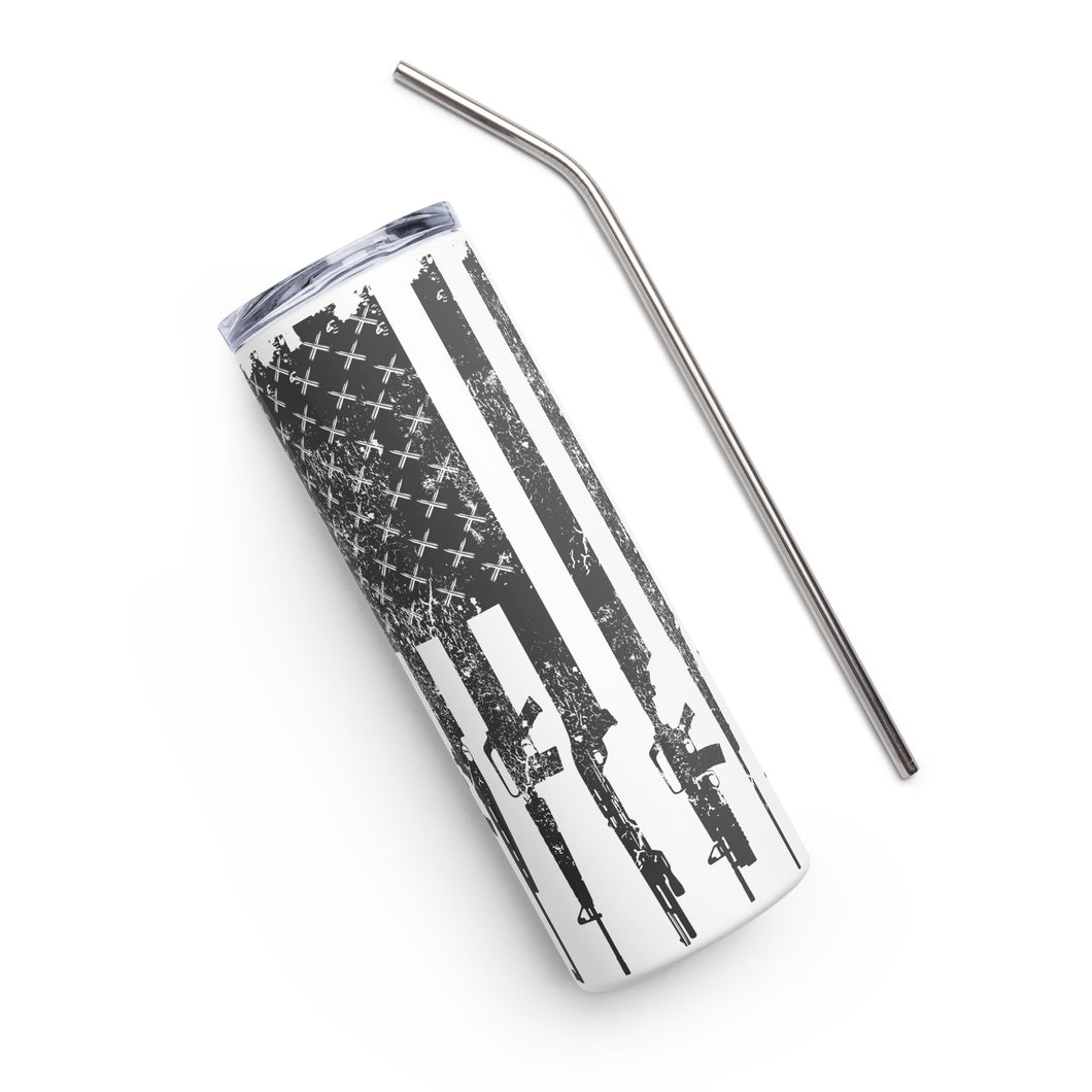 American Flag Rifles White Tumbler Cup