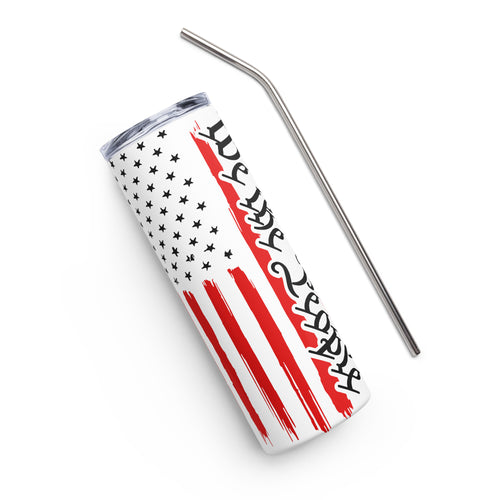 American Flag We The People White Tumbler Cup