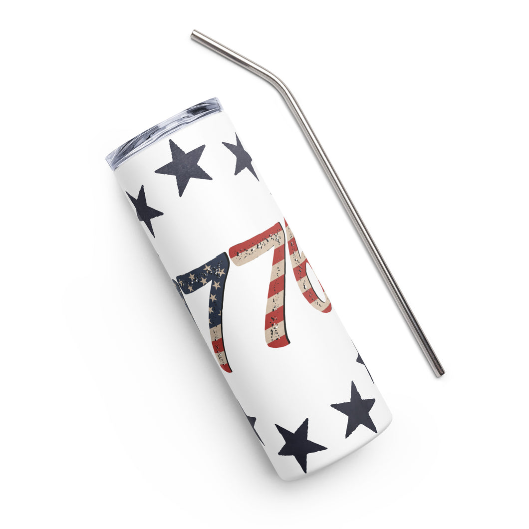 Red White and Blue 1776 White Tumbler Cup