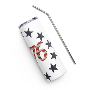 Red White and Blue 1776 White Tumbler Cup