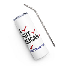 Load image into Gallery viewer, White, Straight, Republican, Male White Tumbler Cup