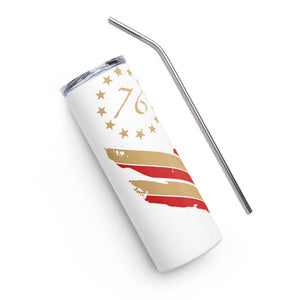 1776 Distressed Flag White Tumbler Cup