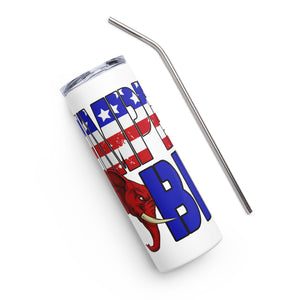 Red White and Blue Impeach Biden White Tumbler Cup