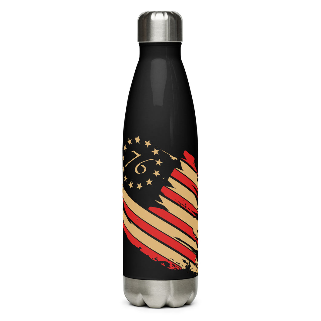 1776 Distressed Flag Black Tumbler Bottle