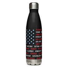 Load image into Gallery viewer, American Flag States Black Tumbler Bottle