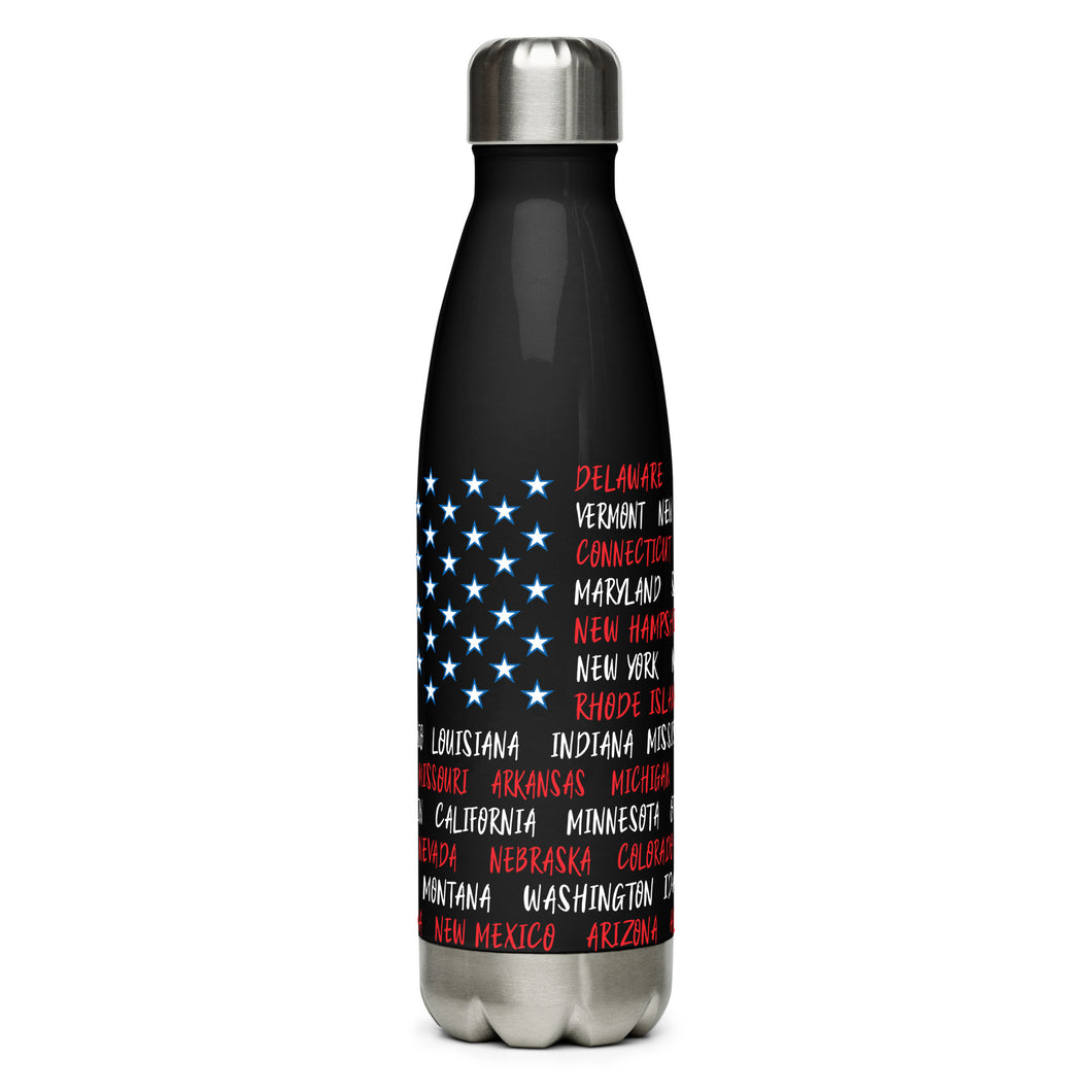 American Flag States Black Tumbler Bottle