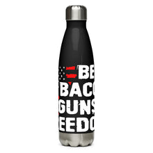 Load image into Gallery viewer, Beer Bacon Guns &amp; Freedom Black Tumbler Bottle