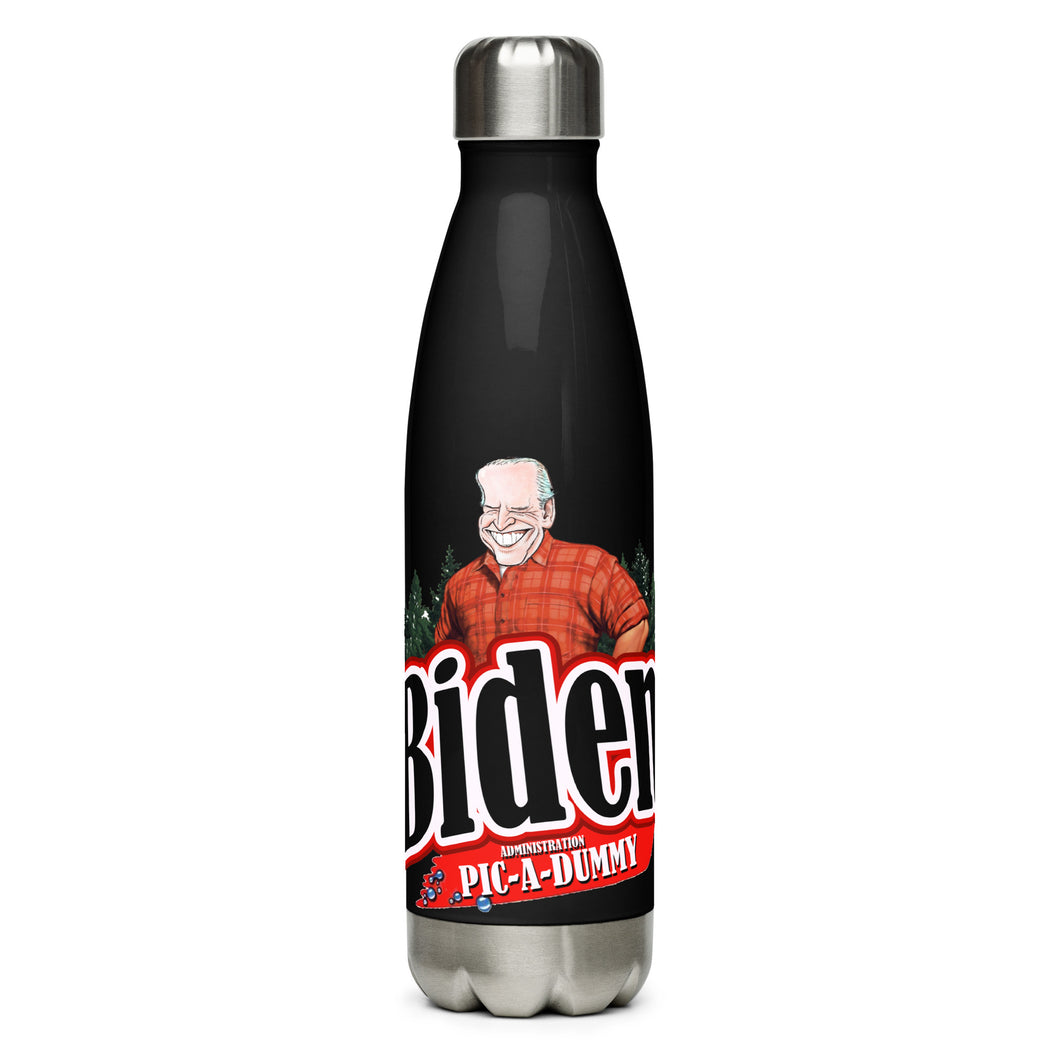 Biden Pic A Dummy Black Tumbler Bottle