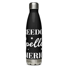 Load image into Gallery viewer, Freedom Spelled America Black Tumbler Bottle