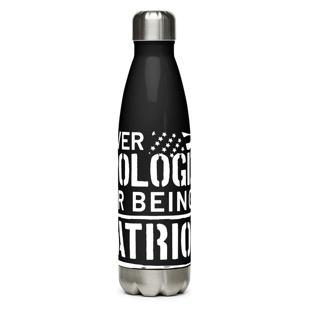 Never Apologize for Being a Patriot Black Tumbler Bottle