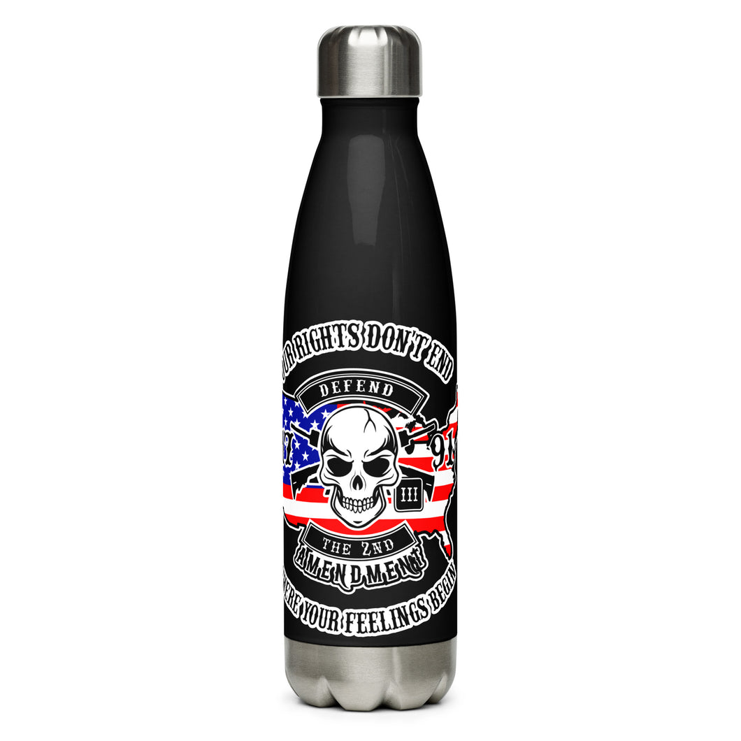 Red White and Blue Our Rights Don't End Black Tumbler Bottle