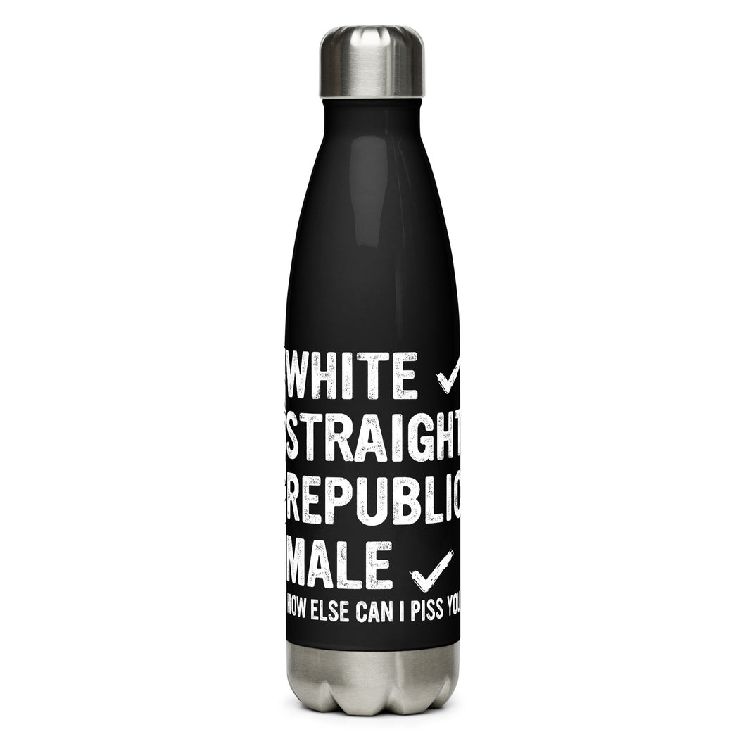 White, Straight, Republican, Male Black Tumbler Bottle