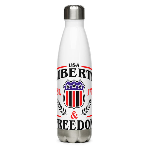 U.S.A. Freedom Liberty White Tumbler Bottle
