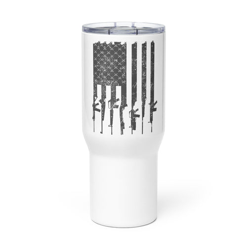 American Flag Rifles Tumbler with a handle