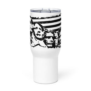 Mount Rushmore with Flag (Black) Tumbler with a handle