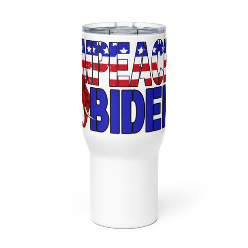 Red White and Blue Impeach Biden Tumbler with a handle