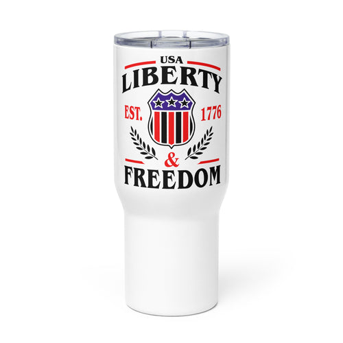U.S.A. Liberty Freedom Tumbler with a handle
