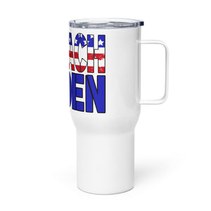 Red White and Blue Impeach Biden Tumbler with a handle