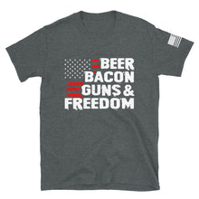 Load image into Gallery viewer, Beer Bacon Guns &amp; Freedom T-Shirt