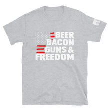 Load image into Gallery viewer, Beer Bacon Guns &amp; Freedom T-Shirt