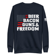 Load image into Gallery viewer, Beer Bacon Guns &amp; Freedom Fleece Sweatshirt