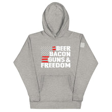 Load image into Gallery viewer, Beer Bacon Guns &amp; Freedom Hoodie