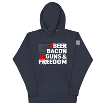 Load image into Gallery viewer, Beer Bacon Guns &amp; Freedom Hoodie